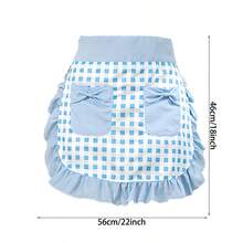 1 chiếc tạp dề thắt lưng nơ xanh có túi, tạp dề nấu ăn nhà bếp nhà hàng quán rượu thời trang cho bé gái/phụ nữ - Màu xanh lam - Xem 2
