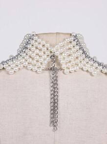 1 pezzo Maglietta con frange e perle, adatta per la passerella - Camicetta con nappine e perline a più strati per dichiarazioni di moda d'alta classe