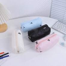 1pc Cute Bow Pencil Case, Large Capacity Student Stationery Organizer Bag, Fashionable Design,Back To School,School Supplies,Pencil Pouch,School Bag