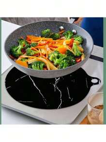 Induction Cooker Protective Pad Is High Temperature Resistant, Flame Retardant, Marble, Oil-Proof Pad, Super Large Silicone Square Multi-Function It Is Non-Slip