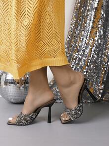 Fashionable Women's High Heel Rhinestone Decorated Sandals - Bronze - View 6