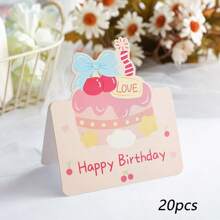 5pcs/20pcs 6 Styles Creative 3D Birthday Greeting Cards, Happy Birthday Wishes Postcards, Cake Shop/Flower Store Decoration And Packaging Greeting Cards