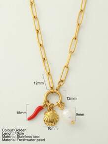 1 pièce Bijou personnalisé, collier de style océan avec pendentif à la mode en forme d'étoile de mer, de coquillage et de dauphin, collier à porter au quotidien