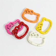 Sanrio (Authorized) Sanrio 1pc Hello Kitty Alloy Painted Color Spring Buckle, Cute Cartoon Open Flower Spring Ring Jewelry, Keychain DIY Accessory Connection Buckle, Great Birthday Gift, Graduation Gift, Festival Gift, Commemorative Gift, Party Gift