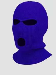 1pc Unisex Winter Warm Three-Hole Knitted Balaclava Face Mask, Windproof Cold-Proof Thick Full Face Cover Hat - Wool Cap - View 5