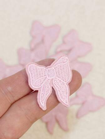 5pcs/10pcs Pink Bow Embroidery Iron On Patches Delicate Floral Lace Appliques For And Accessory Decoration Embroidery Lace