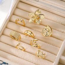 Piezas Conjunto de anillos anchos y gruesos de oro para mujer, para uso diario