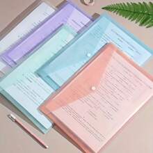 10/8/5 pièces Sachet de fichier en plastique A4 - Sachet de fichier épaissi, sachet de rangement de données transparent à pression pour étudiant, sachet de fichier A4, sachet de fichier en plastique transparent à pression PP, sachet de fichier en plastique, sachet de données imperméable de couleur macaron, dossier de bureau | Rangement de fichiers | Matériau PP imperméable convenant aux étudiants et à l'usage de bureau, rentrée scolaire, fournitures scolaires