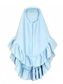 Detachable Two-Layer Headscarf Children Set, Convenient Design For Kindergarten Daily Activities. Middle Eastern Muslim Little Girls' Robe (Multi-Color Options), Soft & Skin-Friendly For Toddlers. Cute Muslim Girls' Prayer Dress, Traditional Arabic Style Abaya, New Fashionable Muslim Girls Set, Breathable & Loose (4-8 Years Old)