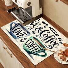 1pc Absorbent & Quick Drying Mat, Classic Vintage Pattern Handmade Coffee Pot Draining Mat, Kitchen Counter Dish Drying Mat With Non-Slip Backing, Silica Gel Drainage Mat That Hides Stains, Super Drainage Kitchen Mat, Easy Clean Dish Rack Mat, Suitable For Kitchen, Coffee Shop, Bar, Festivals, Parties, Home Decor, Holiday Gifts, Foot Mat - Multicolor - View 2