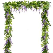 1/4 Pcs Artificial Flowers Garland,Total 28.8ft Artificial Wisteria Vine Silk Hanging Flower For Home Garden Outdoor Ceremony Wedding Arch Floral Decor