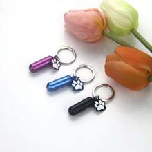 Cylinder Urn Necklaces For Ashes Memorial Keepsake Key Chain Pendant With Paw Print Charm Necklace Stainless Steel Waterproof Cremation Jewelry For Ashes Locket Pendant