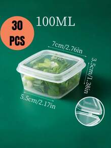 25ml/50ml/75ml/100ml Square Storage Cup, Transparent Sauce Cup With Lid, Mini Food Container For Sauce, Jam And Spice, Suitable For Camping, Office, Picnic, School, Kitchen Storage And Accessories