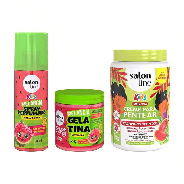 Salon Line Kit Melancia com Spray Perfumado, Creme para Pentear e Gelatina