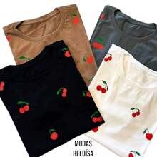 Kit 3 T-Shirt Blouses Random Delivery Assorted Colors Cherry - Talla única - Ver 2