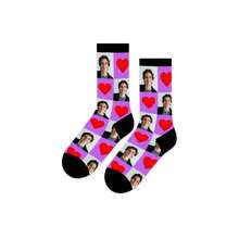 1 Pair Of Socks Men, Custom Personalized Photo, Heat Transfer 360 Degree Printing, Personal Customized Face Pattern, Funny Heart Pattern, Quality Summer Socks, Women's Sports Mid-Calf Socks, Suitable For Daily Wear, Unique Whimsical Gift For Mother's Day, Father's Day And Special Occasions - Multicolor - View 13