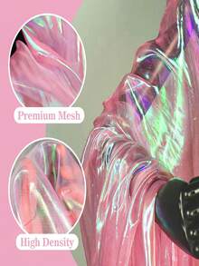 1pc Transparent Rainbow Organza Fabric, Pre-Cut DIY Sewing Material, Holographic Laser Gauze Fabric, Suitable For Costumes, Wedding, Party Decoration - Pink - View 4