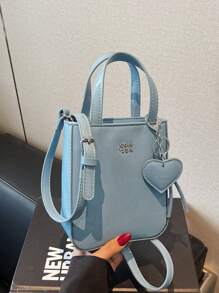 1pc Women Plain Color PU Leather Handbag, Fashion Zipper Closure Purse Suitable For Dating Gift