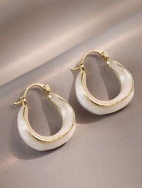 1 Par de Elegantes Pendientes de Aro Estilo Vintage Lujosos con Esmalte y Rhinestone para Mujer, para Uso Diario, Festivales y Fiestas