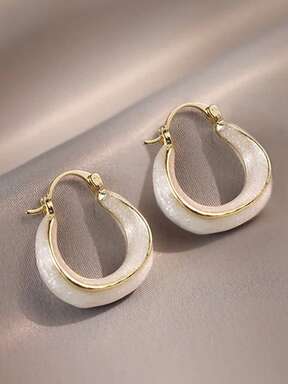 1 Par de Elegantes Pendientes de Aro Estilo Vintage Lujosos con Esmalte y Rhinestone para Mujer, para Uso Diario, Festivales y Fiestas
