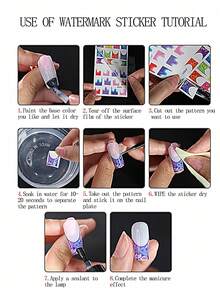 12 件彩色波浪线花朵指甲水贴花漩涡丝带银色指甲艺术转印贴纸 Nailswag 滑块贴花 - 彩色 - 查看 11