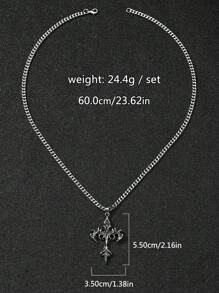 1 Stück Mode Europäischer & Amerikanischer Retro Stil umkehrbarer Kreuz Anhänger Halskette für Herren, personalisierte lange Edelstahl Kette, kann für den täglichen Gebrauch allein getragen werden