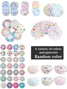 5pcs/4pcs/3pcs/2pcs/1pc Random Color Waterproof Shower Cap, Bath Cap, Printed Bathtub Cap, Dust-Proof And Waterproof Head Cover, Thickened Hat, Reusable Dust-Proof Cover, Home & Travel Portable Bath Cap, Thickened Women Ha
