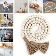 1pc/4pcs, 39 Inches, Bohemian Wooden Beads With Tassels - Multipurpose Stylish Bohemian Wall Hanging, Home Decor Prayer Beads, Perfect For Wedding Decoration, Graduation Decoration, Room Decoration