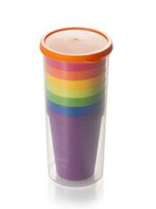 1 pièce Tasse arc-en-ciel portable, tasse à boire en plastique de 7 couleurs convenant pour le pique-nique en extérieur, le set de tasse de voyage, à usage multiple pour boire, rincer, vase, etc.