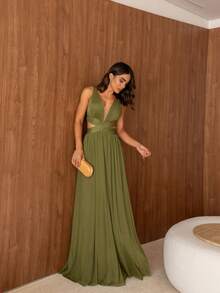 Party Dress For Bridesmaid And Graduation - Verde oliva oscuro - Ver 2