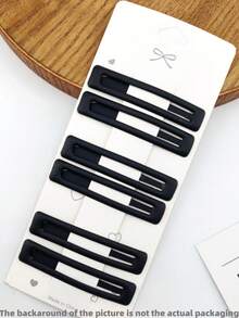 6pcs/Set Girl's Black Colored Minimalistic Matte Hair Clips, Cute Side Clip Hairpin Sweet Headwear Casual Claw Clips Hair Claws Hair Barrettes, School Stuff, New Years, Hair Accessories - Black - View 2