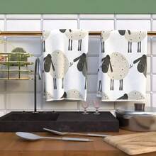 1pc/2pcs Sheep Pattern Kitchen Towels, Soft & Absorbent Machine Washable Polyester Dishcloth, Perfect For Kitchen Decor, Cooking.Baking, Holiday Decor & Bathroomssentials, TableDecor, Kitchen Supplies, Home Decoration, New Home Bathroom Housewarming Gift, Kitchen Towels - Multicolor - View 10