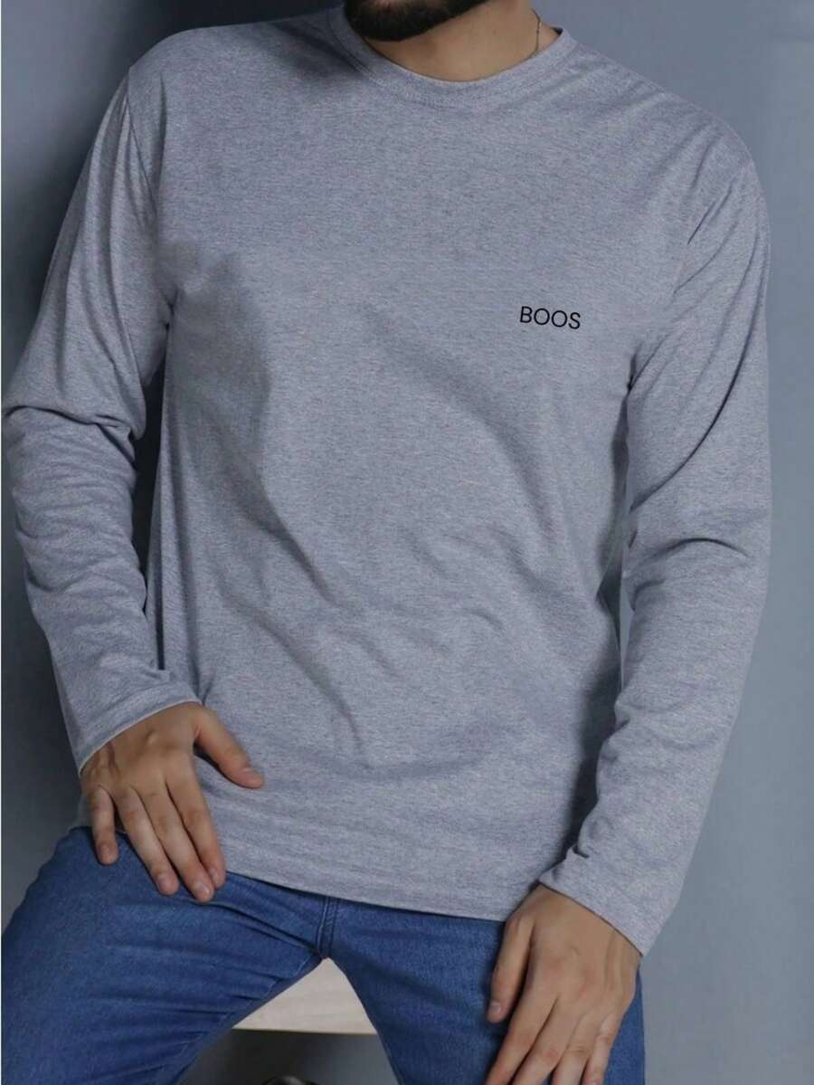 BOOS Men's Long Sleeve T-Shirt - Grey - View 1