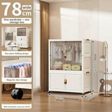 5/4/3/2/1 Layer Folding Wardrobe Closet, No Installation Required, Plastic Storage Cabinet For Baby Clothes, Household Use For Living Room And Bedroom