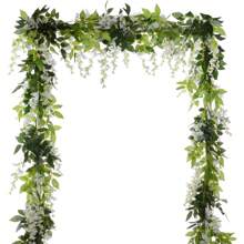 1/4 Pcs Artificial Flowers Garland,Total 28.8ft Artificial Wisteria Vine Silk Hanging Flower For Home Garden Outdoor Ceremony Wedding Arch Floral Decor
