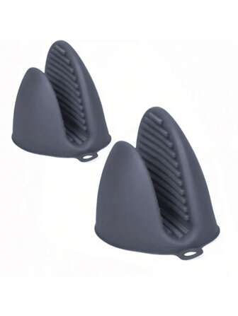 2pcs/Set Silicone Oven Glove & Pot Holder Set, Heat-Resistant Kitchen Gloves & Mini Pot Handle Cover For Cooking And Baking, Kitchen Stuff Camping Camping Stuff