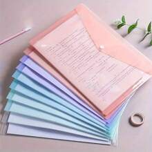 10/8/5 pièces Sachet de fichier en plastique A4 - Sachet de fichier épaissi, sachet de rangement de données transparent à pression pour étudiant, sachet de fichier A4, sachet de fichier en plastique transparent à pression PP, sachet de fichier en plastique, sachet de données imperméable de couleur macaron, dossier de bureau | Rangement de fichiers | Matériau PP imperméable convenant aux étudiants et à l'usage de bureau, rentrée scolaire, fournitures scolaires