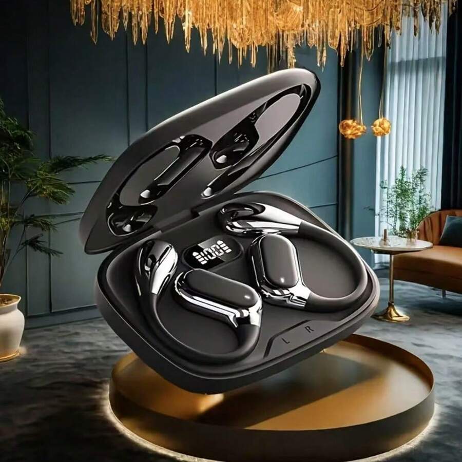 全新真无线贴耳式音乐耳机游戏耳塞视频 TWS HIFI 杜比重低音 9D 立体声高清通话耳机适用于 Android 兼容手机运动耳机智能耳机 - 掛耳式數位耳機 - 查看 1