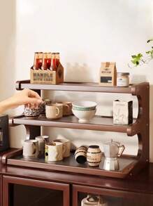 1pc Simple Desktop Storage Rack, Multi-Layer Dining Table Organizer, Small Desktop Cup & Teaware Holder For Home, Dorm, Kitchen