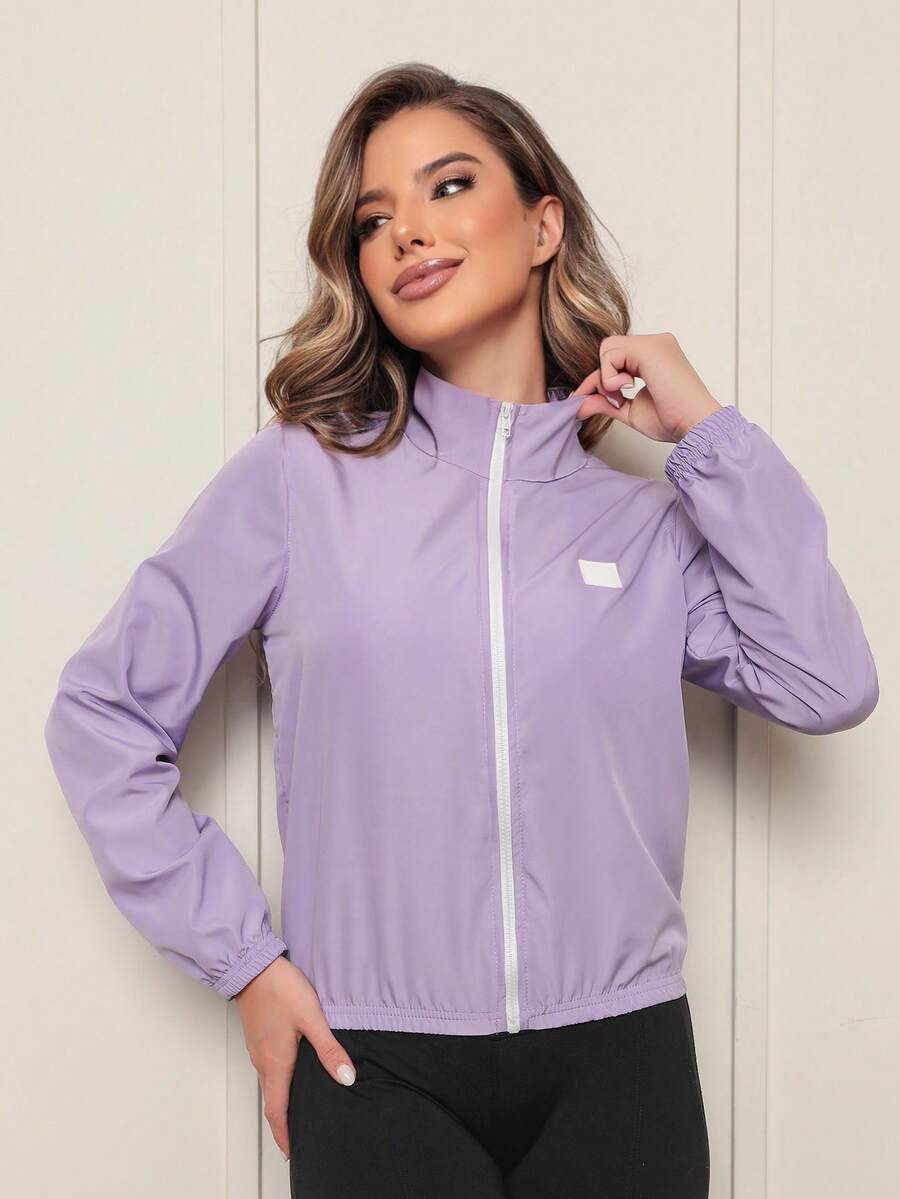 Women's Microfiber Cropped Jacket, Water Resistant And UV Protection - Versatility, Comfort And Style - Red Violet - View 1