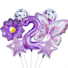 7pcs/Set Purple Butterfly 32-Inch Number Balloons For Birthday Party Decoration