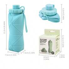 1 pieza Botella de agua para viaje al aire libre, de gran capacidad y ligera, taza de agua portátil y plegable de silicona