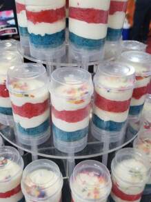 2pcs/12pcs/24pcs-Cake Push-Pull Container With Lid, Reusable Cake Pop Shooter, Ice Cream Cupcake Collection Container For Cupcake Bakery, Confetti Wedding, Birthday Party Dessert Table