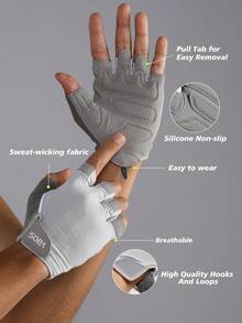 VBOSI 1 双男女透气网眼面料半指运动手套 - 轻便、防滑、减震，适合健身、骑行和举重