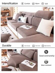 1pc Stretch Sofa Cover, Non-Slip Full Coverage Sofa Seat Cover, All Season Universal Sofa Cushion Cover, Fabric Thickened Sofa Blanket, Machine Washable, Dust-Proof, Pet-Friendly, Home Decor, Adjustable For Corner Sofa, Bedroom, Office, Living Room 1/2/3/4 Seater - Dark Brown - View 9