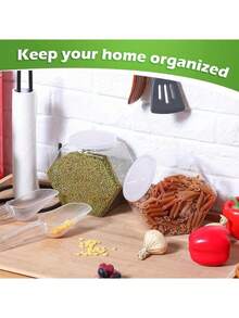 1/3/5pcs Hexagon Candy Jars With Lids - Clear Plastic Storage Containers For Snacks, Cookies, Dog Food And Coffee Bags - Perfect Choice For Kitchen Organization,School Supplies - Transparent - View 4