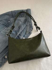 简约新月斜挎包，用途广泛 - 綠色 - 查看 3