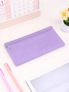 1pc Solid Colour Embroidered Text Pencil Case,Tote Bag For Brushes, Travel Toiletry Bag, Makeup Bag,Large Capacity Cosmetic Bag,Dorm Room Supplies,Essential School Supplies For The Back-To-School Season, Gifts For Friends Back To School,Creative Gift For Thanksgiving, Christmas, Birthday Halloween Decoration Back To School