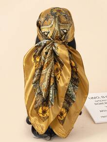 1pc 90cm Floral Print Silk Square Scarf Women, Bandana Scarf, Fashion Accessory For Hair, Beach, Daily Wear, Adds Accent To Your Look, Spring/Summer - Multicolor - View 54