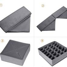 1pc Foldable Socks & Underwear Organizer Box With 24 Compartments, Multi-Functional Storage Box For Socks, Bras, Ties, Made Of Breathable Fabric & Durable Zipper, For Bedroom, Closet, Drawer, Shelf,Bedroom Room Decor,Back To School - Multicolor - View 3